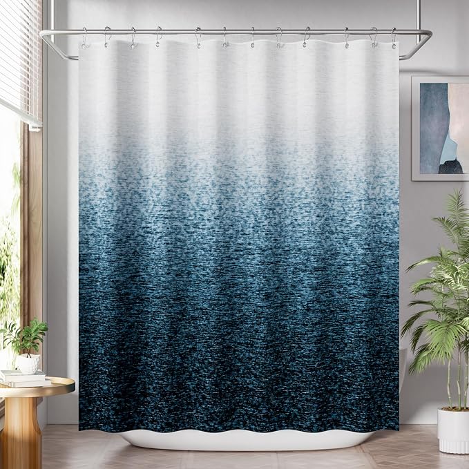 AmazerBath Shower Curtain Blue, Washable Cloth Ombre Shower Curtain Sets by AmazerBath