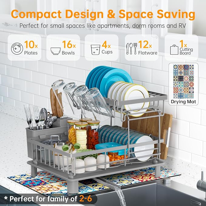 2 Tier Large Detachable Dish Drying Rack - Image 2