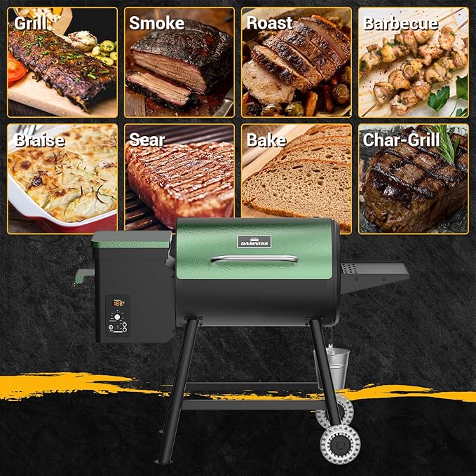 Pellet Smoker Grill Combo, 456 SQ.IN Cooking Area with PID Temperature Control (180-450°F) Electric BBQ Meat Grills & Smokers, Patio Backyard for Roast Outdoor