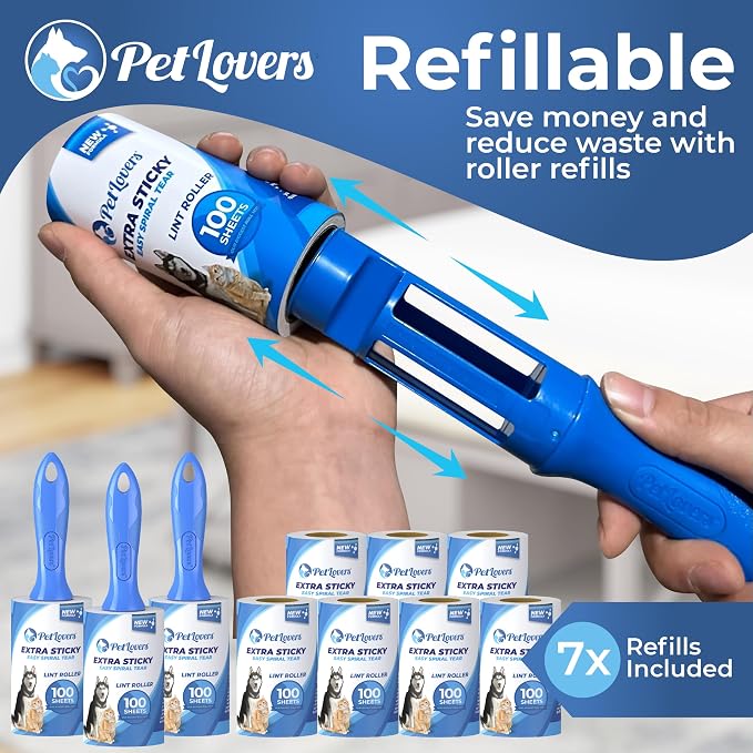 PetLovers Extra Sticky Lint Roller Mega Value Set 1000 Sheets - Image 4