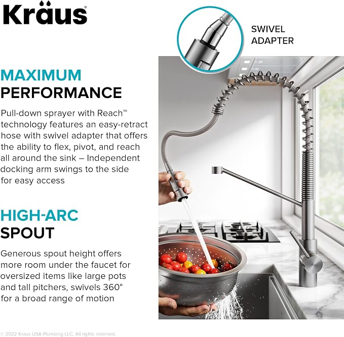 KRAUS Oletto Touchless Sensor Commercial Pull-Down Single Handle Kitchen Faucet - Image 11