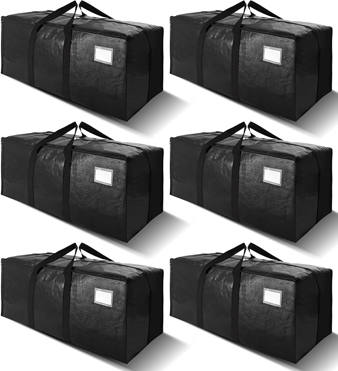 6 Pack Heavy Duty Extra Large Moving Bags W/Backpack Straps by VELVETSURE