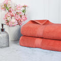 SUPERIOR Egyptian Cotton Pile Heavyweight Bath Sheet, 2 Piece Set, Coral | by SUPERIOR