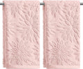 Artoid Mode 2 Pcs Pink 3D Dahlia Floral Jacquard Hand Towels by ArtoidMode