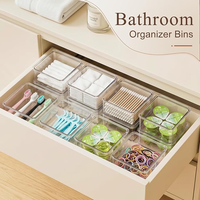 Hudgan 24 Pcs Small Drawer Organizer BinsSet, Stackable Drawer Divider Trays - Image 4