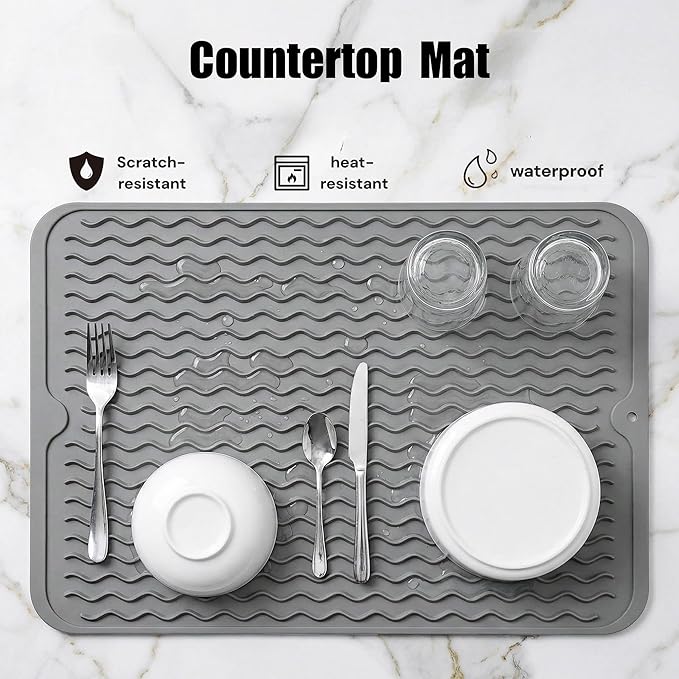 MicoYang Silicone Dish Drying Mat, Heat-Resistant Trivet to 450°F, Non-Slip & - Image 4