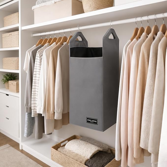 Hanging Laundry Hamper Bag, Space Saving Laundry Basket, Heavy Duty Hanger - Image 2