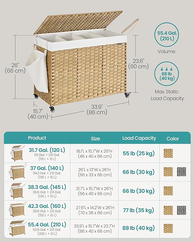 SONGMICS Rolling Laundry Hamper - Image 6