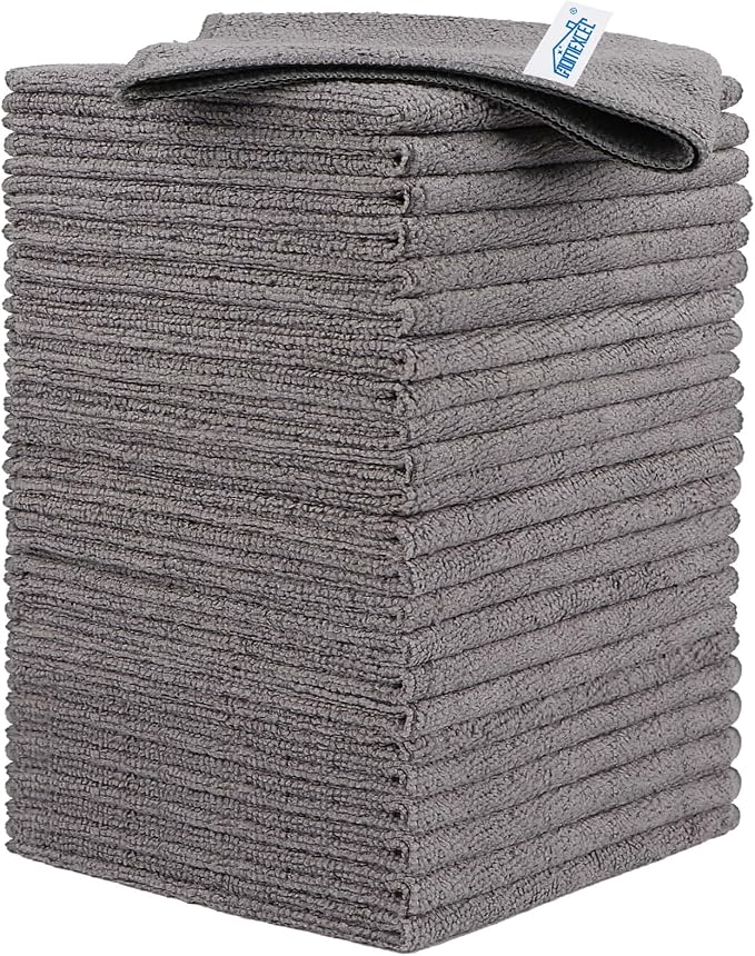 HOMEXCEL Grey Microfiber Cleaning Cloth, 24 Pack Cleaning Towels by HOMEXCEL