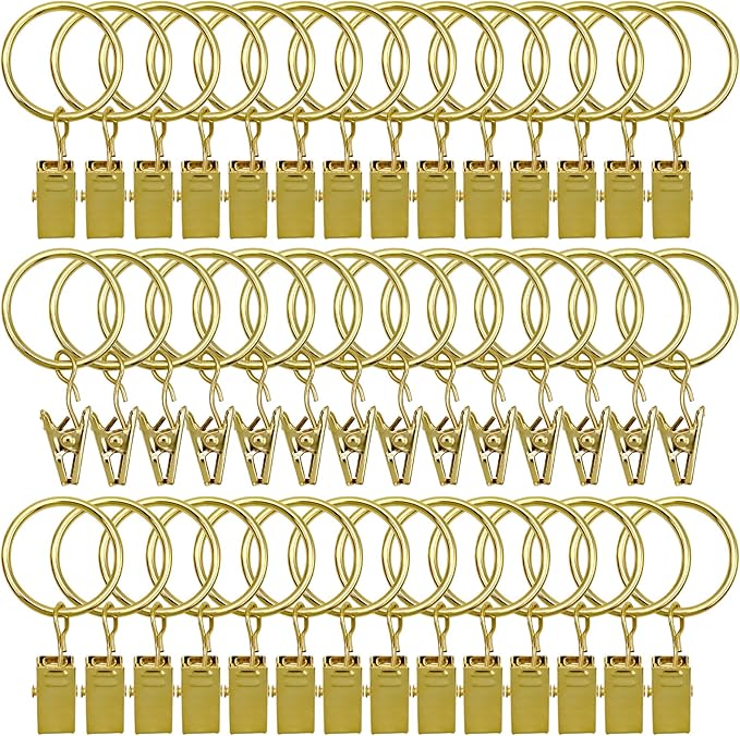 42 Pack Curtain Rings with Clips 1.26" Interior Diameter, Metal Drapery Ring by LULARINE