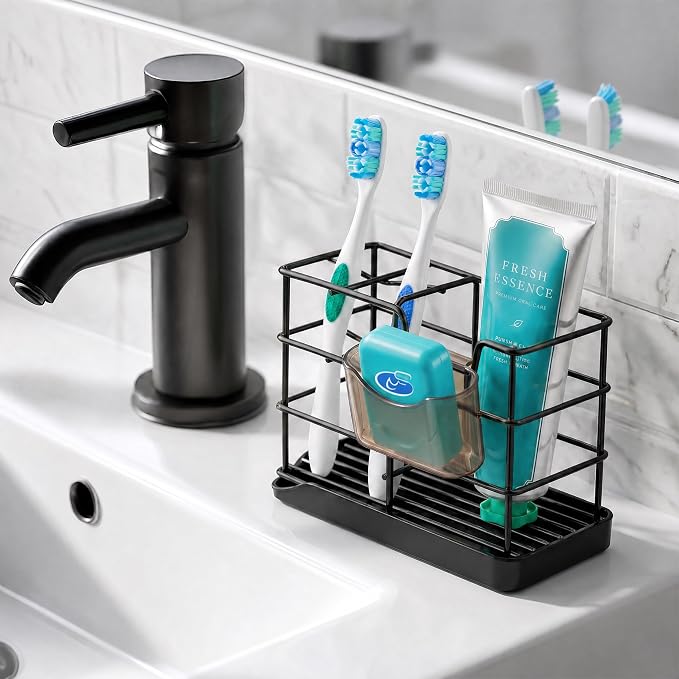 HBlife Toothbrush Holders for Bathrooms Black, Small Stainless Steel Bathroom - Image 7