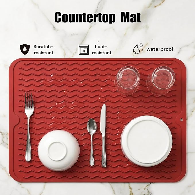 MicoYang Silicone Dish Drying Mat — Quick-Dry Ridges Counter & Sink Pad - Image 3