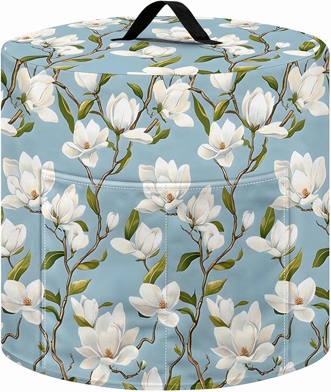 Kitchen Appliance Accessories Dust Cover for 3-6-8 Quart Instant Pot, Pressure Cooker, Air Fryer & Crock Pot,Decorative Appliance Cloth Cover with Top Handle & Storage Pockets (Light blue, 8 Quart)