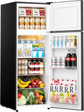 EUHOMY 7.4 Cu.Ft. Refrigerator with Freezer, 2 Door Fridge, Large Capacity,Adjustable Thermostat, Refrigerator for Kitchen/Dorm/Apartment/Garage - Food Storage or Cooling drinks, Black
