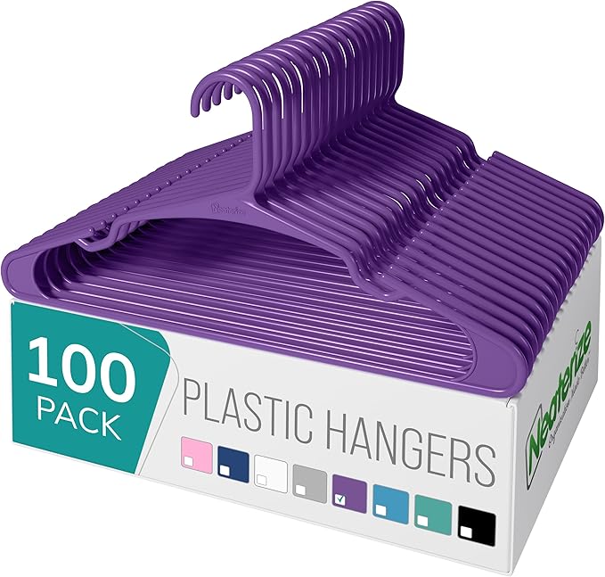 NEATERIZE Clothes Hangers Plastic 100 Pack by Neaterize