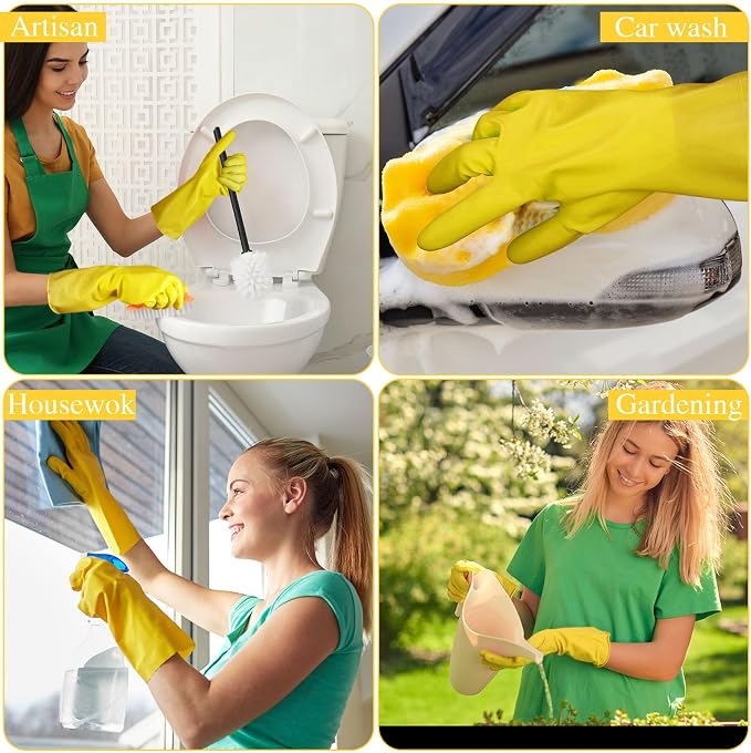 Rubber Reusable Gloves Long Household Dishwashing Gloves Kitchen Cleaning - Image 6