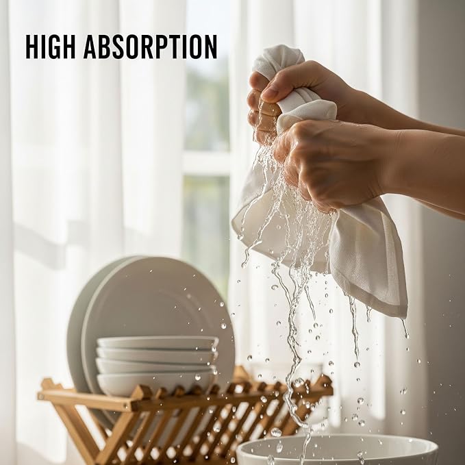 WHITEWRAP Flour Sack Towels 100% Cotton Dish Towel Reusable Baking Cloth - Image 5
