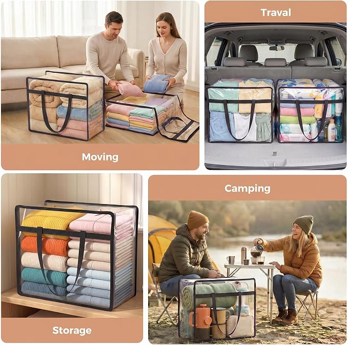 4 Pack Clear Storage Bags for Clothes, 45L Closet Organizers and Storage | - Image 6