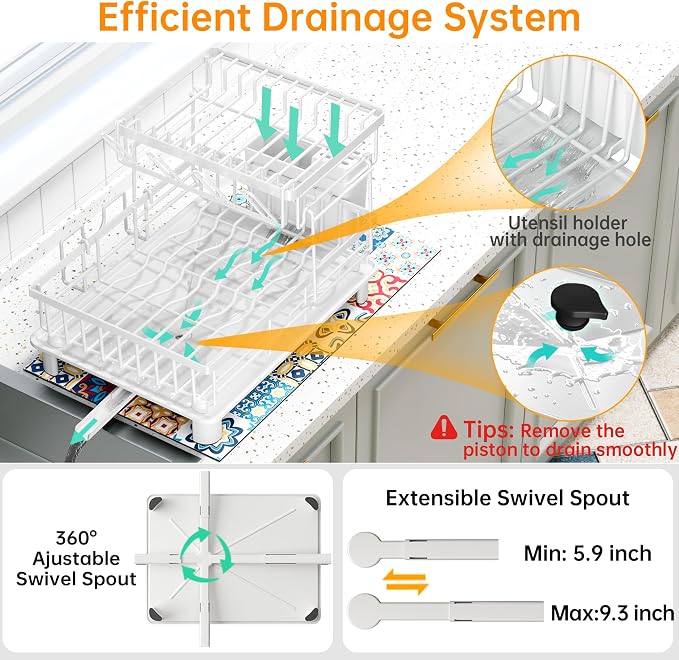 Large 2 Tier Detachable Dish Drying Rack - Image 4