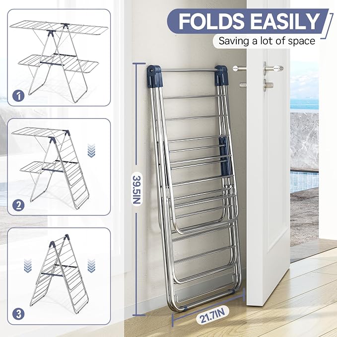 Large Stainless Steel Clothes Drying Rack - Image 5