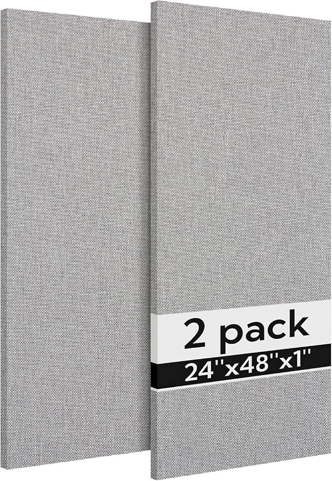 Olanglab Acoustic Panels 2 Pack, 48''x24'' Large Sound Panels, Fabric Wrapped Sound Proof Foam Panels for Walls, Sound Absorbing Panels for Recording Studio Acoustical Treatments (Light Grey)