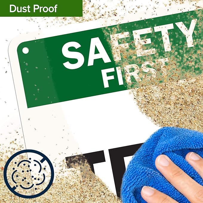 Custom Safety First Sign, OSHA Sign, 7x10 Inches, 55 mil thick HDPE (high density polyethylene), Made in USA by My Sign Center