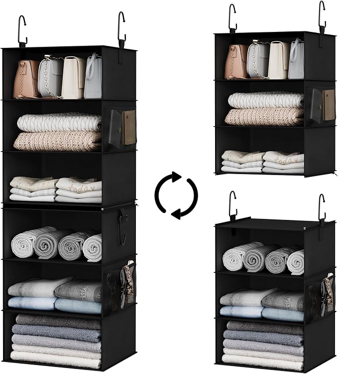 StorageWorks Hanging Closet Organizer 6-Shelf, Jumbo Separable Two 3 Shelf by StorageWorks
