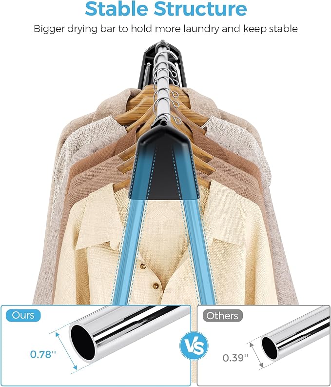 Clothes Drying Rack Foldable, Portable Clothes Airer, Folds Flat to Storage - Image 2
