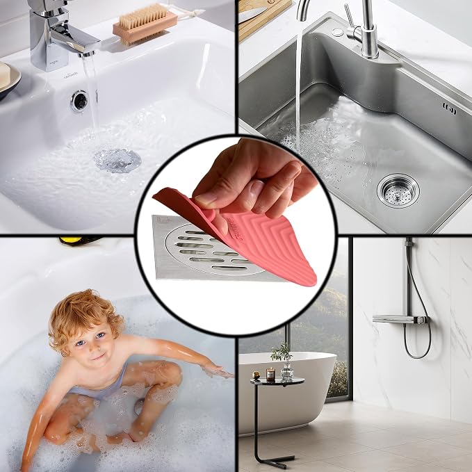 2 Pcs Red Shower Drain Cover Tub Stopper | Sewer Anti-Odor Mat Deodorizing - Image 7