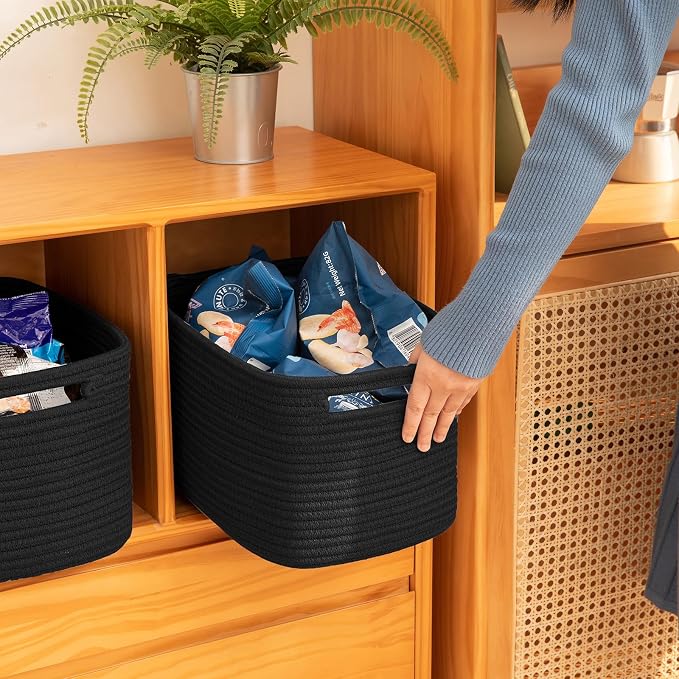 OIAHOMY 4 Pack Storage Baskets for Organizing 15L Cube Storage Bins Black - Image 3