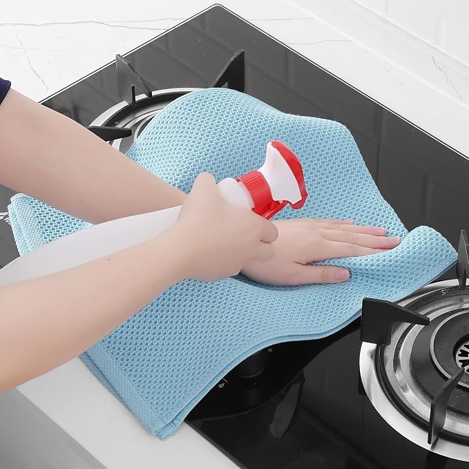 Homaxy 100% Cotton Waffle Weave Kitchen Dish Towels 4-Pack, Sky Blue | 13 x 28 - Image 5