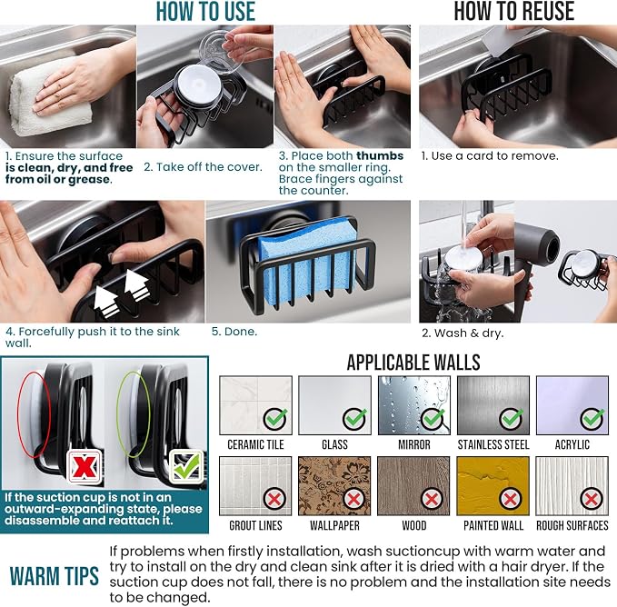 TAILI Black Sponge Holder for Kitchen Sink - Image 7