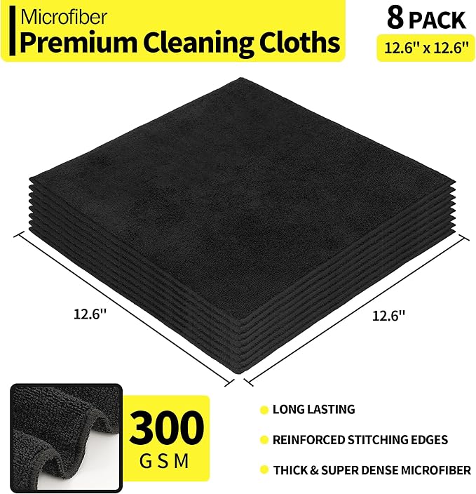 Microfiber Cleaning Cloth, Premium 8 Pack Cleaning Towels, Lint-Free & - Image 2