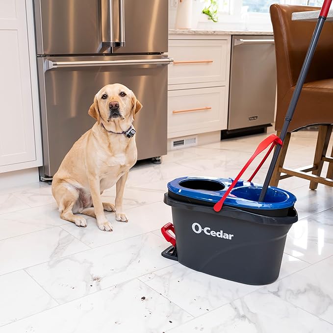O-Cedar RinseClean Spin Mop & Bucket System | Clean with Water | Removes 99% of Bacteria Plastic