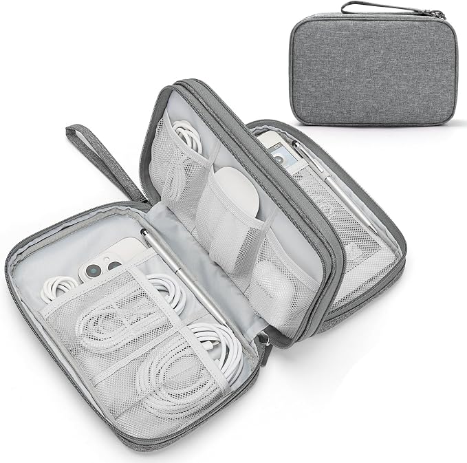 FYY Electronic Organizer, Travel Tech Pouch Bag, Dark Grey | Wrist Strap by FYY