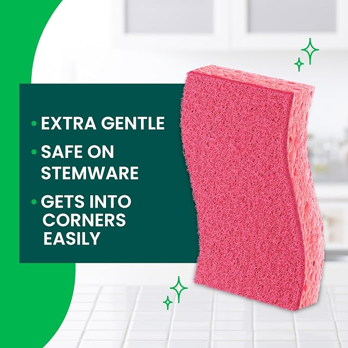 Scotch-Brite Delicate Clean Non-Scratch Scrub Sponge, 3 Pack | Kitchen Sponges - Image 3