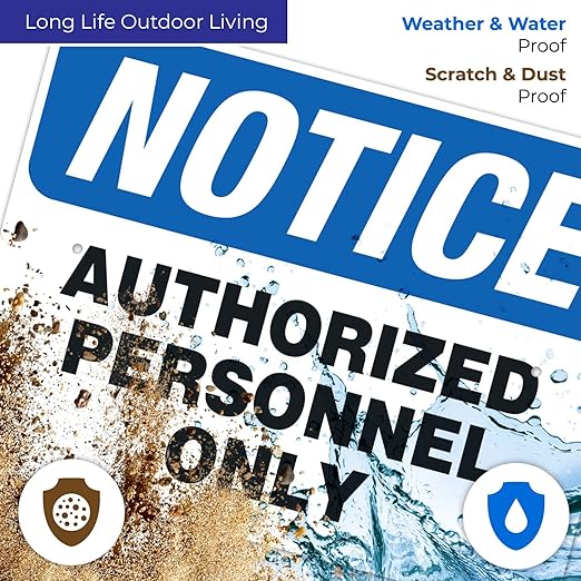 Authorized Personnel Only Sign, 18x24 Inches, Rust Free .063 Aluminum, Fade Resistant, Easy Mounting, Indoor/Outdoor Use, Made in USA