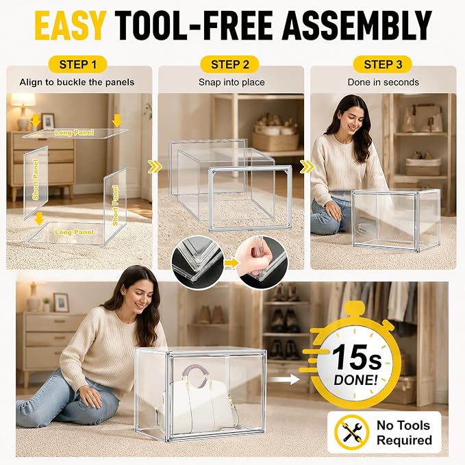 Clear High-Top Sneaker Storage Box, Acrylic Shoe Organizer 1 Pack - Image 8