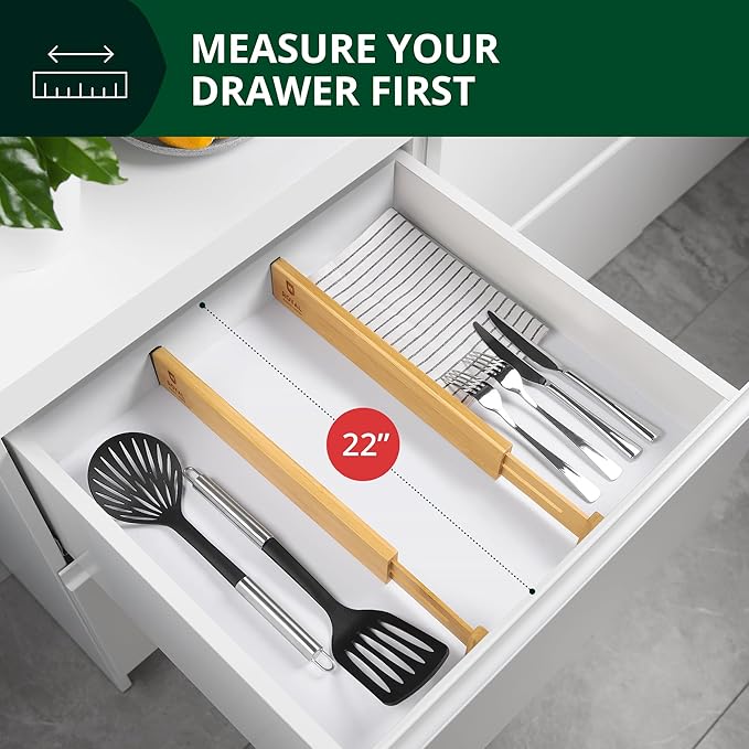 Bamboo Drawer Dividers Organizers, Adjustable Drawer Separator Splitters - Image 6