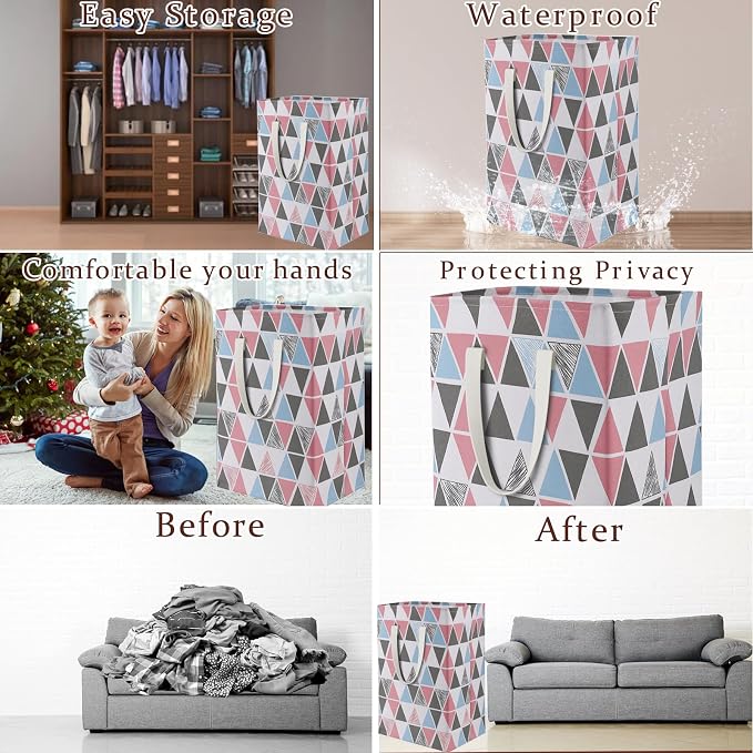 75L Waterproof Laundry Hamper Collapsible Laundry Basket Cotton Handle Laundry - Image 3