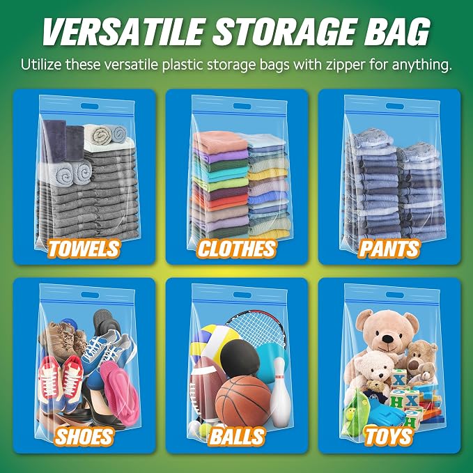 HIBAG 15 Gallon Large Storage Bags, 24” x 24” Resealable Clear Bags - Image 4