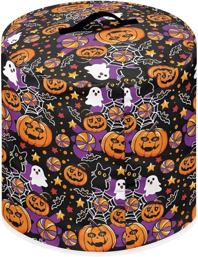 3 Quart Pressure Cooker Dust Cover with Top Handle and Storage Pocket Kitchen Appliance Decoration Halloween Theme Pumpkins Print Air Fryer Rice Cooker Dust Covers