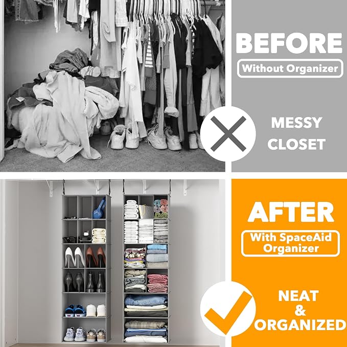 SpaceAid 2 Pack Hanging Closet Organizer and Storage - Image 3