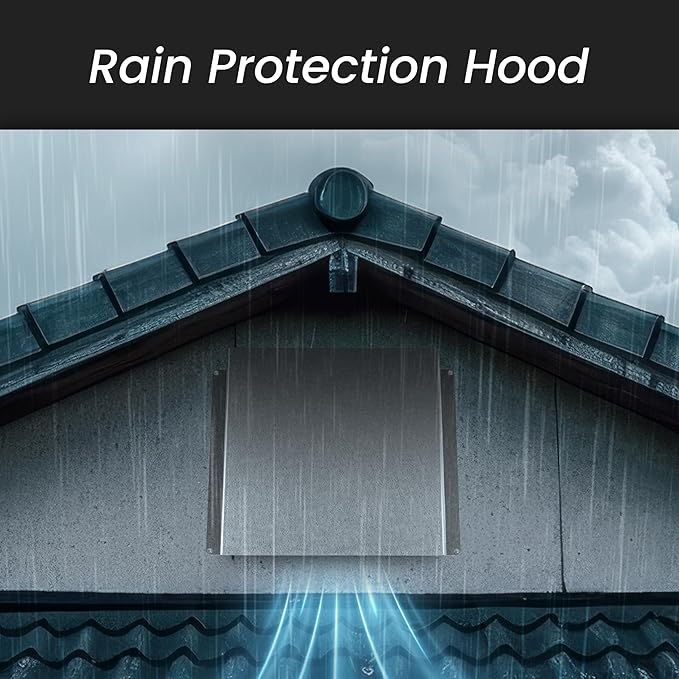 5.5" x 3" White Galvanized Steel Vent Cover - Duct Exhaust/Inlet Rain Deflector - Weatherproof Guard for Open Ventilation Systems - Indoor/Outdoor Vent Hood - Air Vent Grille Protection Roof