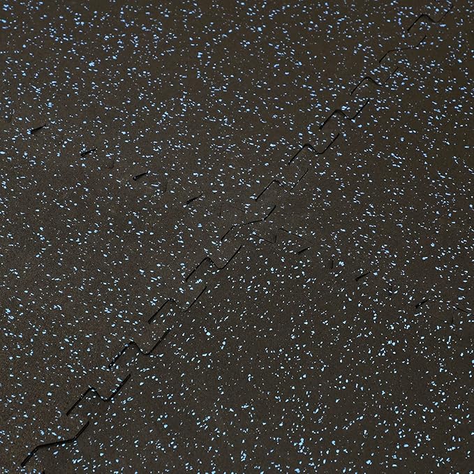 Xspec 1/2" Thick 48 sq ft (12 Tiles) Interlocking Rubber Top EVA Foam Exercise Mat | Home Gym Mats Workout Flooring Tiles for Gyms, Fitness Rooms | Durable Grip Protective Flooring, Black/Blue