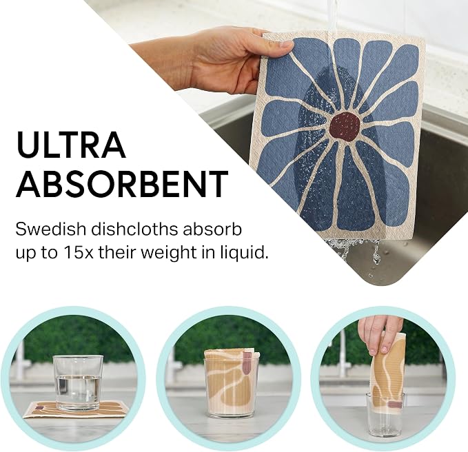 Swedish Wholesale Dishcloths Reusable 8" x 7" Sponge Cloths, Bulk 10 Pack of - Image 5