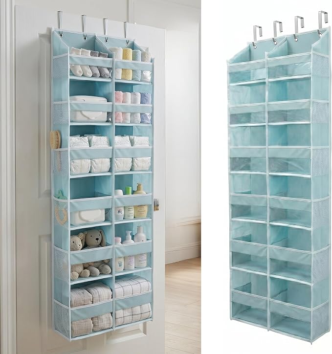 HOMELUX THEORY Over the Door Organizer, 6-Tier XL, 100D Fabric, Baby Blue by HomeluxTheory