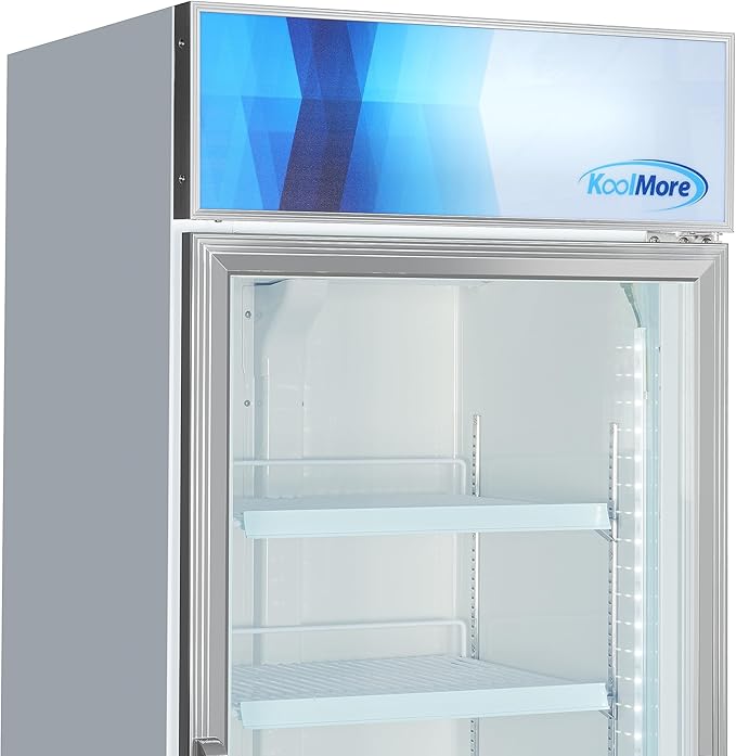 KoolMore 27 in. Commercial One Glass Door Display Upright Freezer Merchandiser in White 13 Cu. Ft. (MDF-1GD-13C-WH)