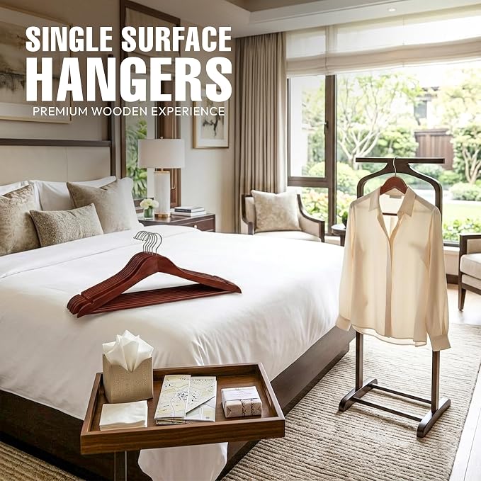 Utopia Home Wooden Hangers 20 Pack – Slim Suit Hangers Cherry | 360° rotatable - Image 3