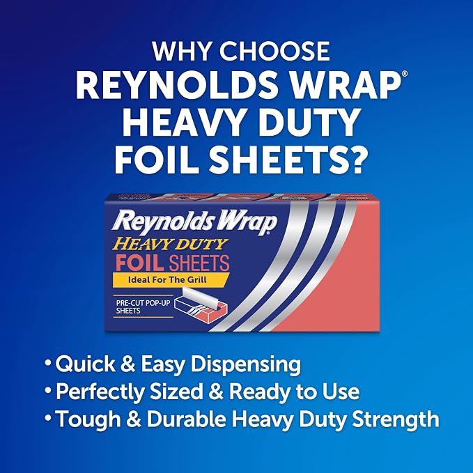 Reynolds Wrap Heavy Duty Foil Sheets, 30 Sheets, 150 Total | Pre-cut pop-up - Image 2